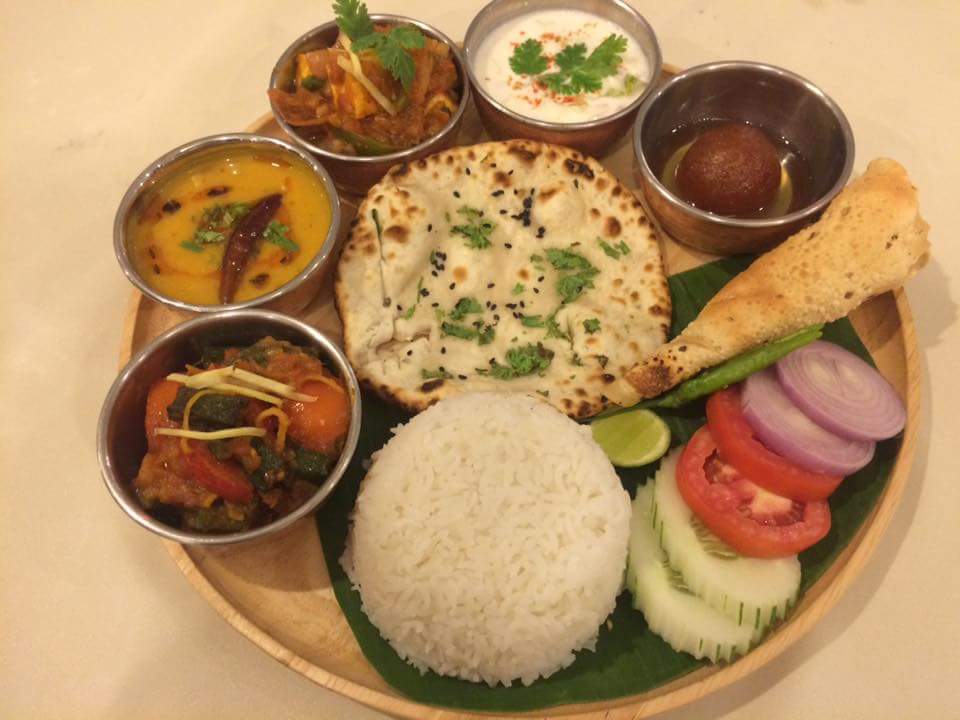 A traditional Indian thali meal