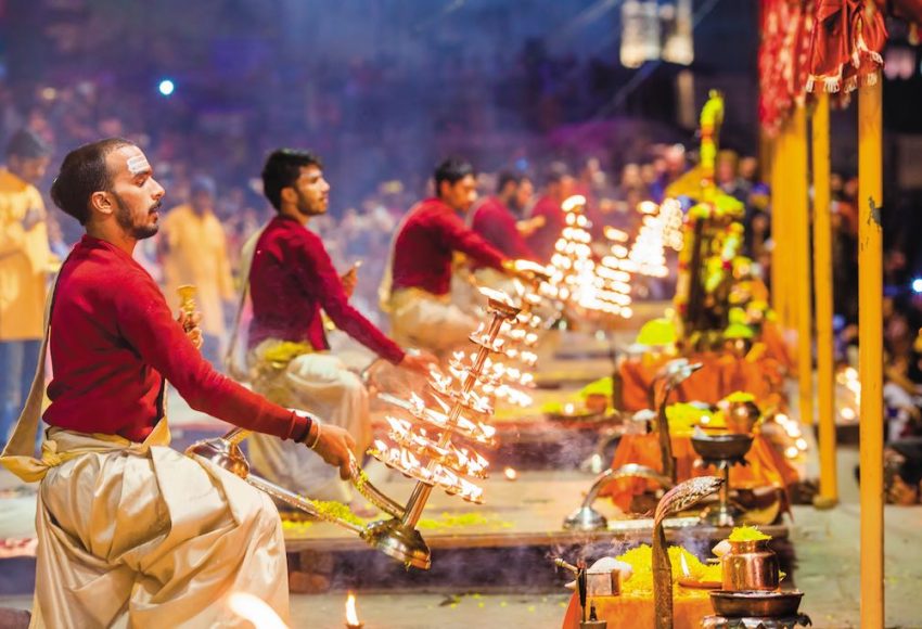 The Ganga Aarti ceremony on the ghats of Varanasi